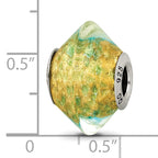 Sterling Silver 925 Murano Glass Bead in Yellow/Teal Antiqued Finish Elegant Design