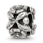 Sterling Silver 925 Floral Themed Bead with Antiqued Finish