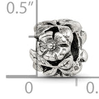 Sterling Silver 925 Floral Themed Bead with Antiqued Finish