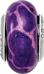 Sterling Silver Reflections Purple Giraffe Glitter Overlay Glass Bead
