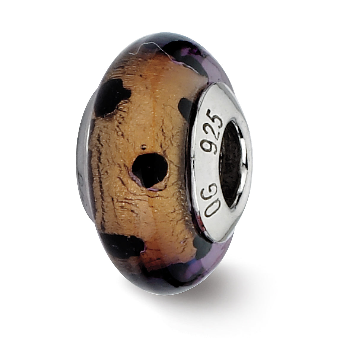 Sterling Silver Reflections Brown w/Black Dots Italian Murano Bead Main image