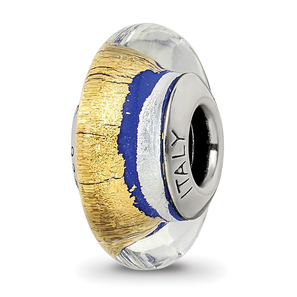 Sterling Silver Reflections Blue/Gold/Silver Italian Murano Bead