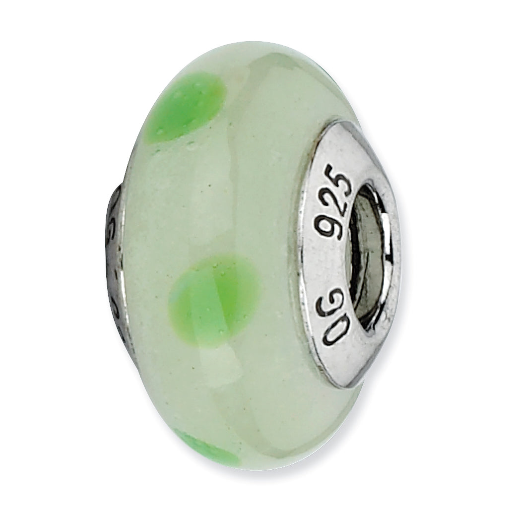 Sterling Silver Reflections Lt Green w/Green Dots Italian Murano Bead Main image