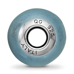 Sterling Silver Murano Glass Bead with Antiqued Finish and Light Blue Matte Design