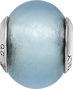 Sterling Silver Murano Glass Bead with Antiqued Finish and Light Blue Matte Design