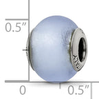 Sterling Silver Murano Glass Bead with Antiqued Finish and Light Blue Matte Design