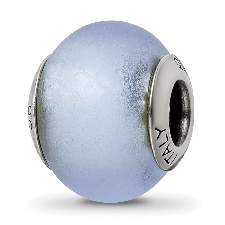 Sterling Silver Reflections Light Blue Matte Italian Murano Bead Main image