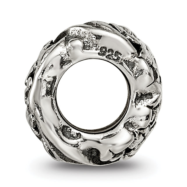 Sterling Silver 925 Floral Bead with Antiqued Finish Vintage Inspired Secondary image
