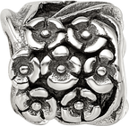 Sterling Silver 925 Floral Bead with Antiqued Finish Vintage Inspired