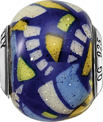 Sterling Silver Reflections Multicolor w/Glitter Overlay Glass Bead