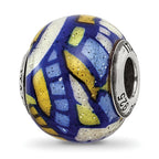 Sterling Silver Reflections Multicolor w/Glitter Overlay Glass Bead