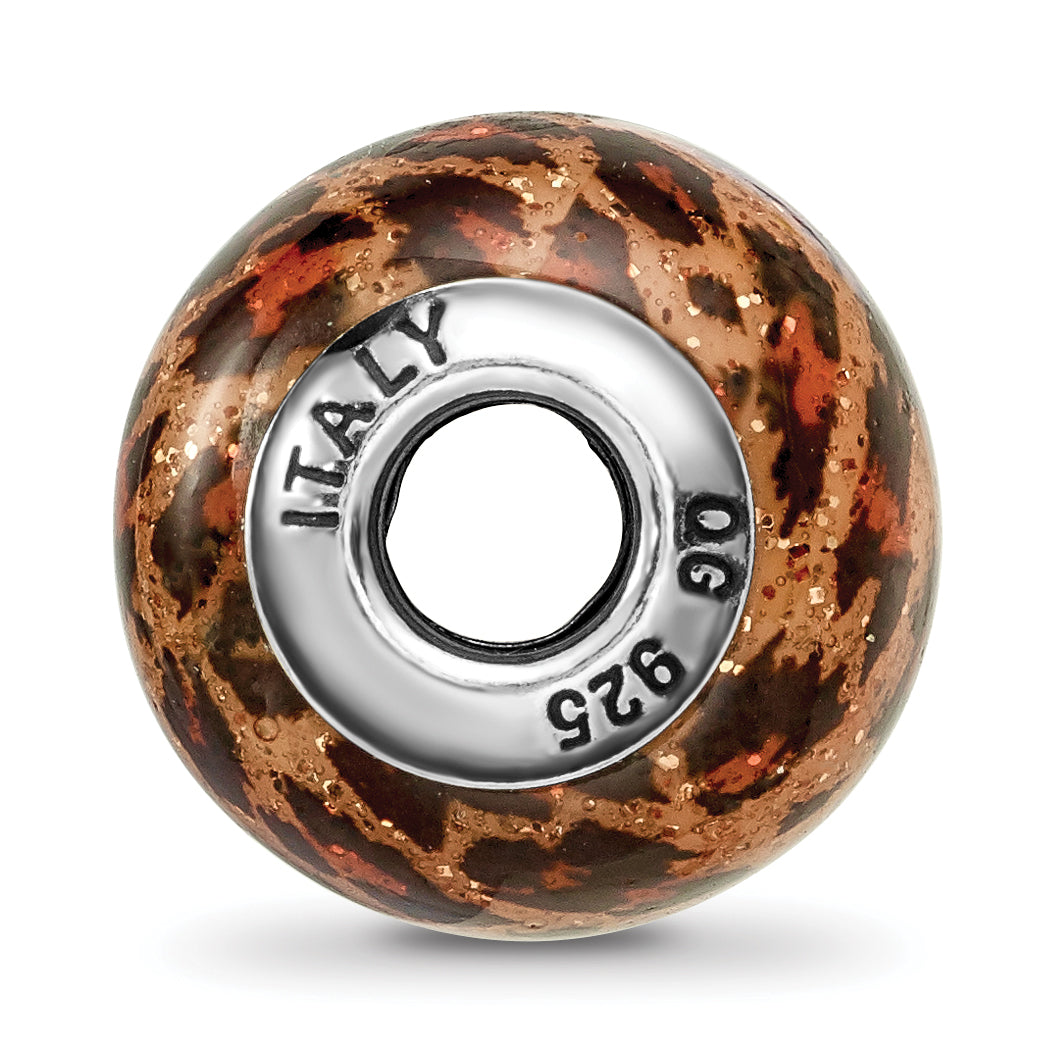 Brown Jaguar Glass Bead Charm in Sterling Silver Secondary image