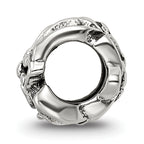 Sterling Silver 925 Plumeria Floral Bead with Antiqued Finish Solid Cast Design