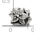 Sterling Silver 925 Plumeria Floral Bead with Antiqued Finish Solid Cast Design