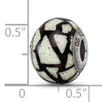 Sterling Silver 925 Glass Bead with White & Black Glitter Overlay