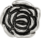 Sterling Silver 925 Rose Floral Bead with Antiqued Finish Vintage Charm