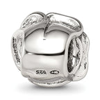 Sterling Silver 925 Rose Floral Bead with Antiqued Finish Vintage Charm