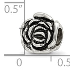 Sterling Silver 925 Rose Floral Bead with Antiqued Finish Vintage Charm