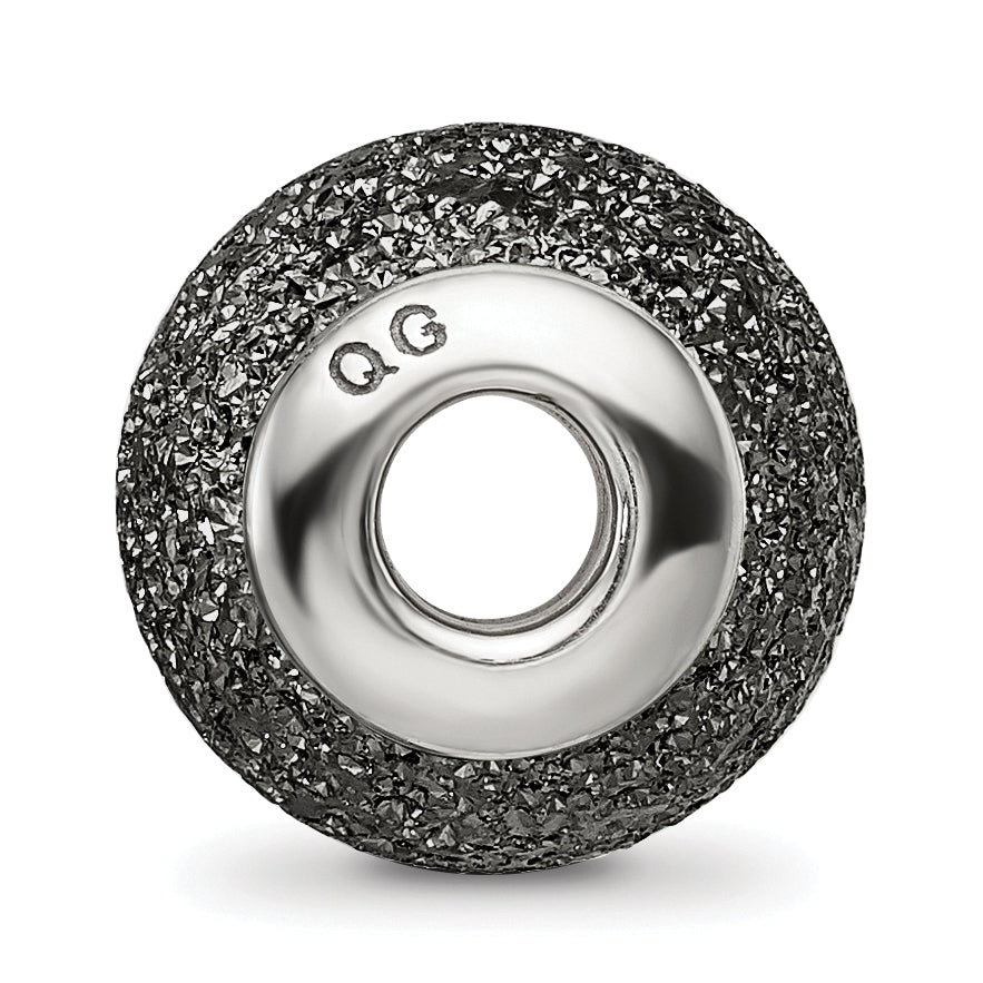 Sterling Silver 925 Hollow Grey Laser Cut Bead with Rhodium Finish Secondary image