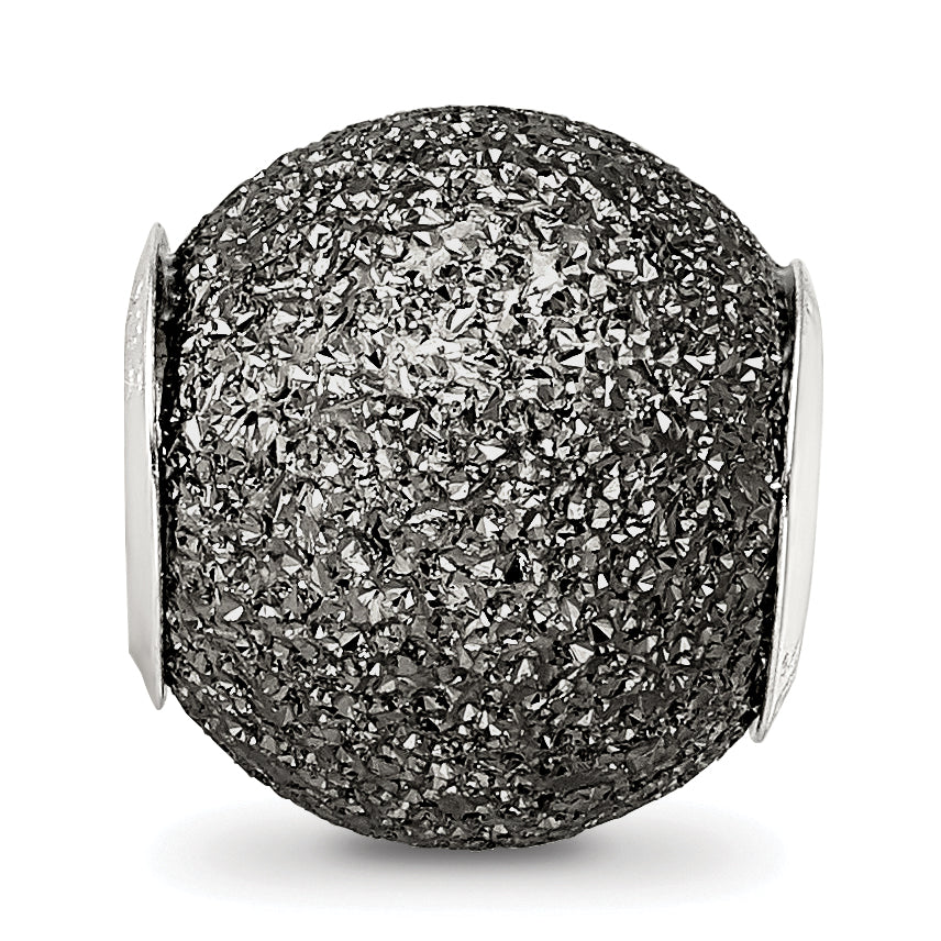 Sterling Silver 925 Hollow Grey Laser Cut Bead with Rhodium Finish