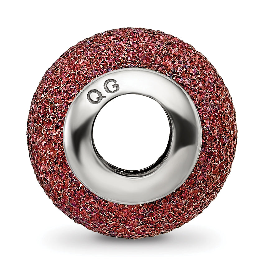 Sterling Silver 925 Hollow Bead with Purple Laser Cut Rhodium-Plated Finish Secondary image