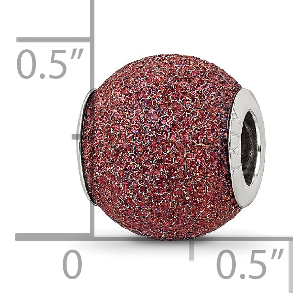 Sterling Silver 925 Hollow Bead with Purple Laser Cut Rhodium-Plated Finish