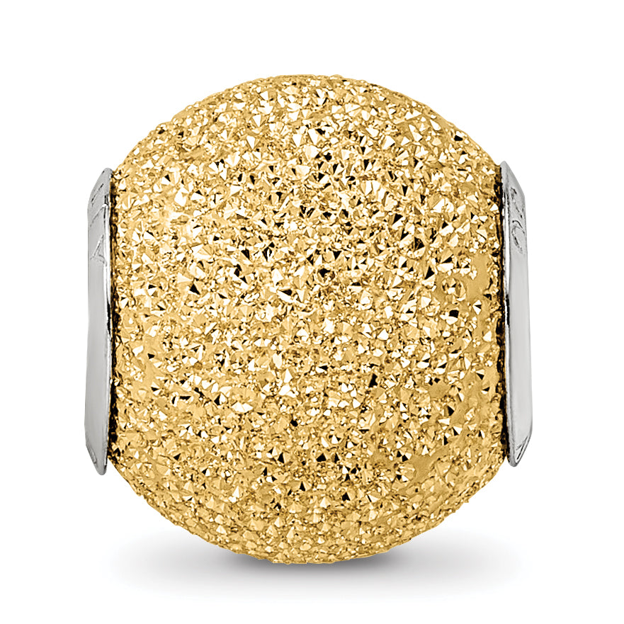 Sterling Silver 925 Gold-Plated Hollow Bead with Laser Cut Design