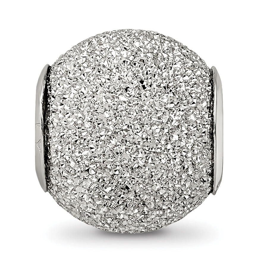 Sterling Silver 925 Rhodium Plated Hollow Bead with Laser Cut Design