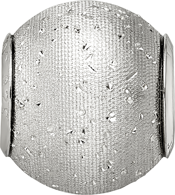 Sterling Silver 925 Rhodium-Plated Hollow Bead with Laser-Cut Design
