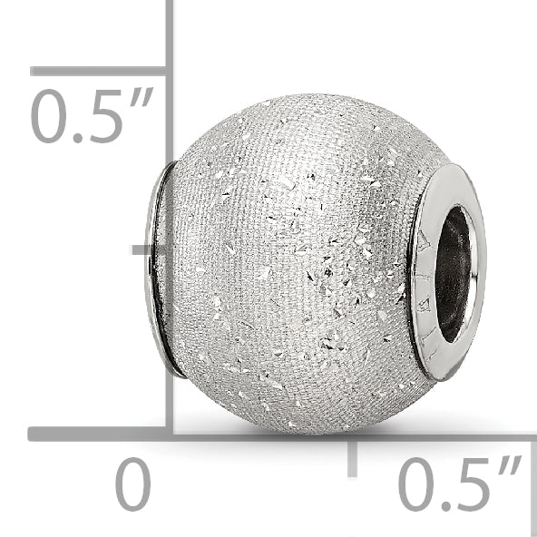 Sterling Silver 925 Rhodium-Plated Hollow Bead with Laser-Cut Design