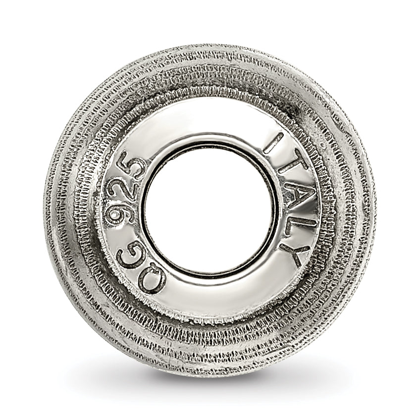 Sterling Silver 925 Grey Laser Cut Bead with Rhodium Accent Elegant Design