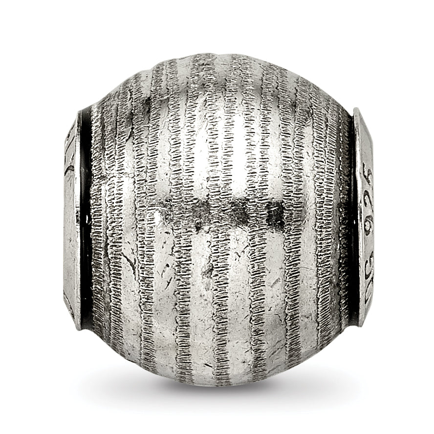 Sterling Silver 925 Grey Laser Cut Bead with Rhodium Accent Elegant Design