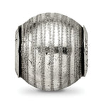 Sterling Silver 925 Grey Laser Cut Bead with Rhodium Accent Elegant Design