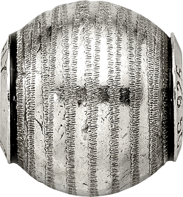 Sterling Silver 925 Grey Laser Cut Bead with Rhodium Accent Elegant Design