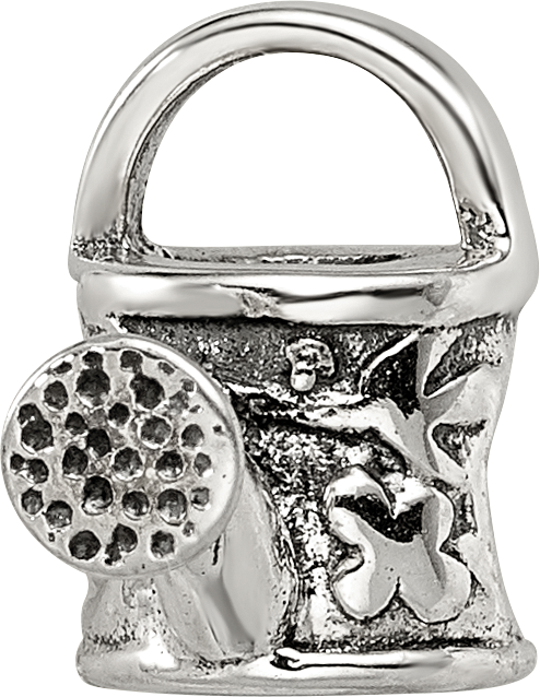 Sterling Silver 925 Watering Can Bead Antique Finish Solid Themed Charm