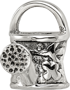 Sterling Silver 925 Watering Can Bead Antique Finish Solid Themed Charm