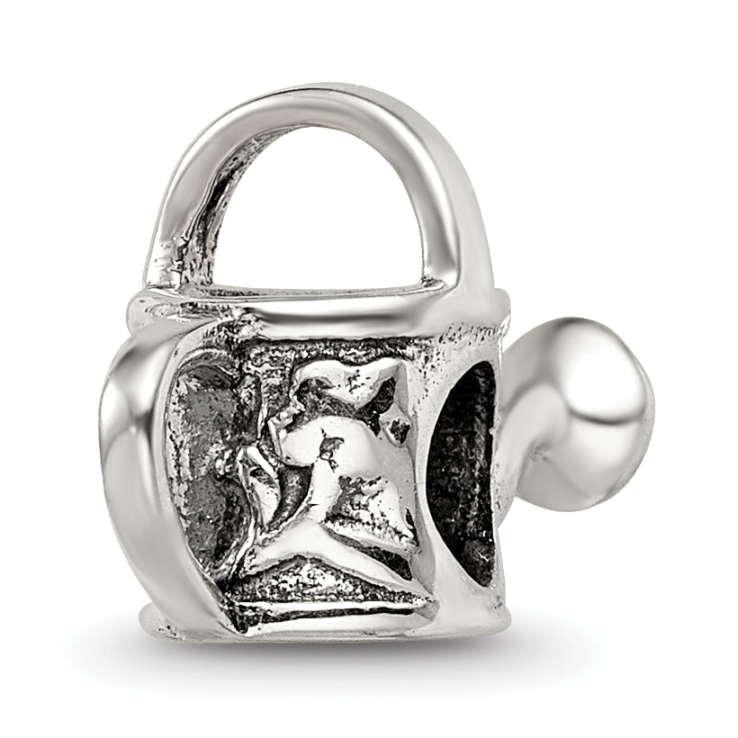 Sterling Silver 925 Watering Can Bead Antique Finish Solid Themed Charm