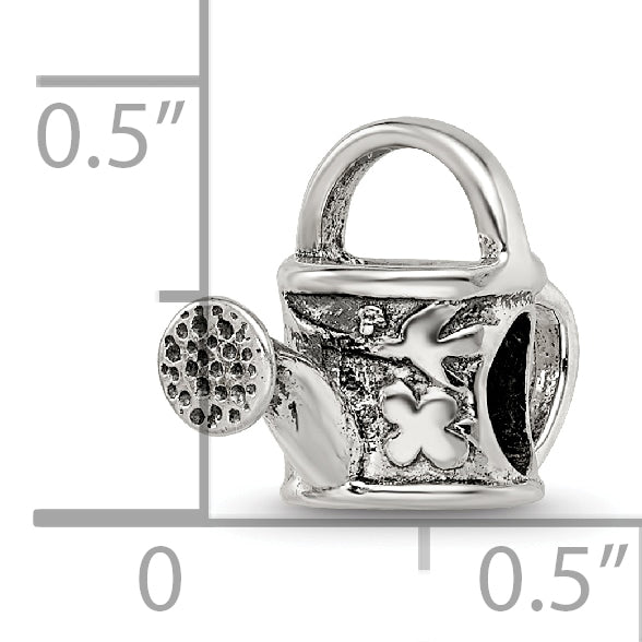 Sterling Silver 925 Watering Can Bead Antique Finish Solid Themed Charm