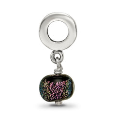 Sterling Silver Purple Dichroic Glass Dangle Reflections Bead