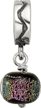 Sterling Silver Dichroic Glass Dangle Bead with Polished Finish