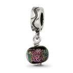 Sterling Silver Dichroic Glass Dangle Bead with Polished Finish