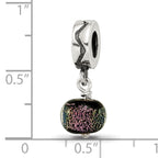 Sterling Silver Dichroic Glass Dangle Bead with Polished Finish