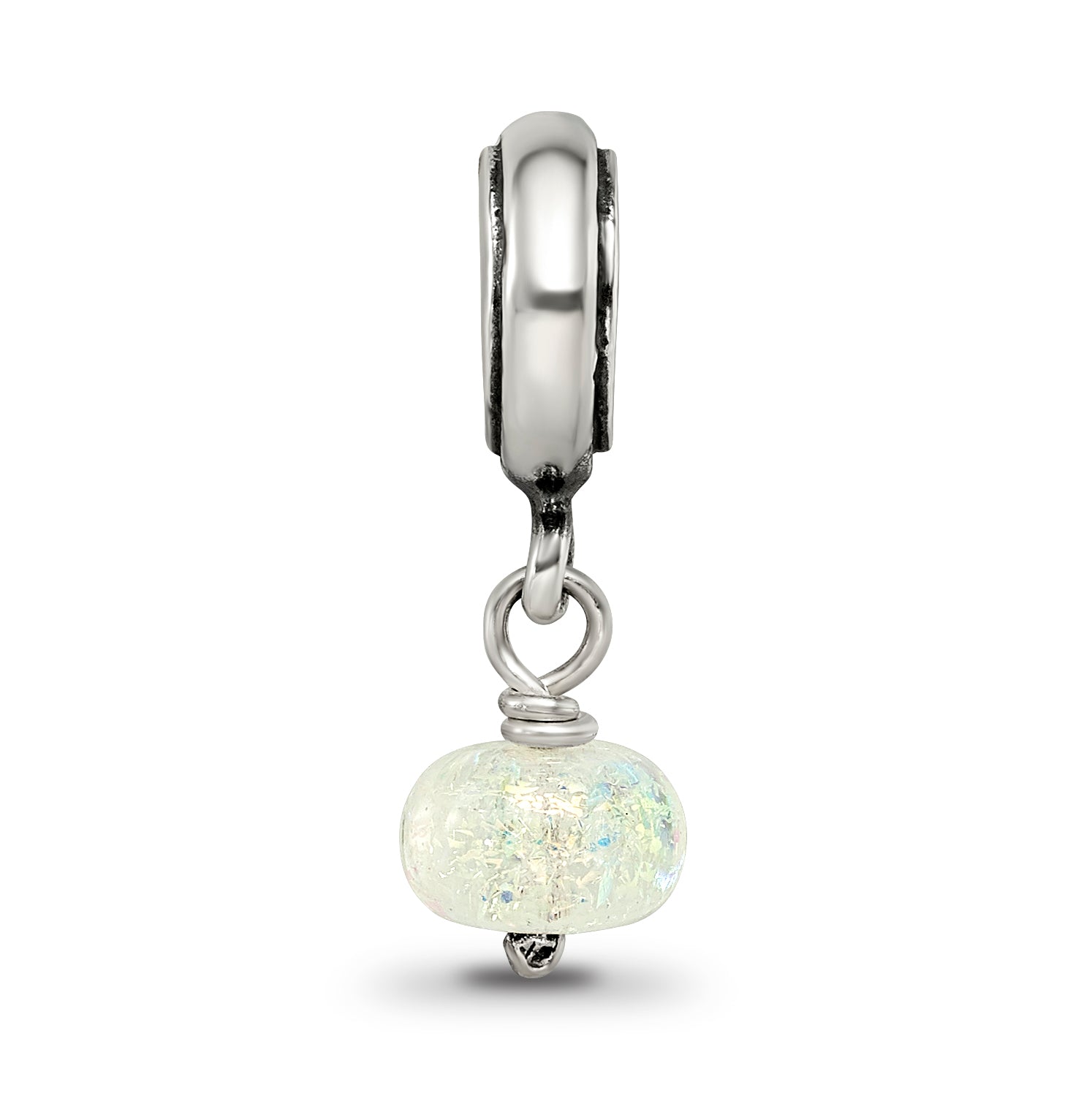 Sterling Silver Yellow Dichroic Glass Bead with Polished Finish