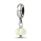 Sterling Silver Yellow Dichroic Glass Bead with Polished Finish