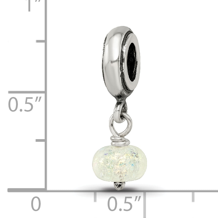 Sterling Silver Yellow Dichroic Glass Bead with Polished Finish