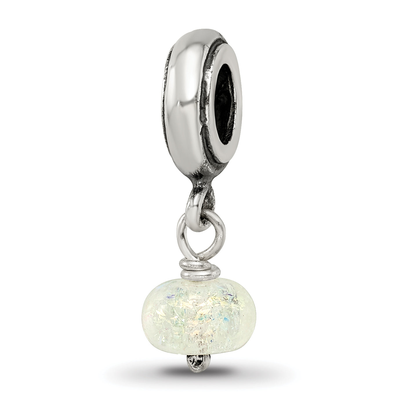 Sterling Silver Reflections Yellow Dichroic Glass Dangle Bead