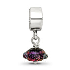 Sterling Silver 925 Purple Dichroic Glass Dangle Bead with Polished Finish
