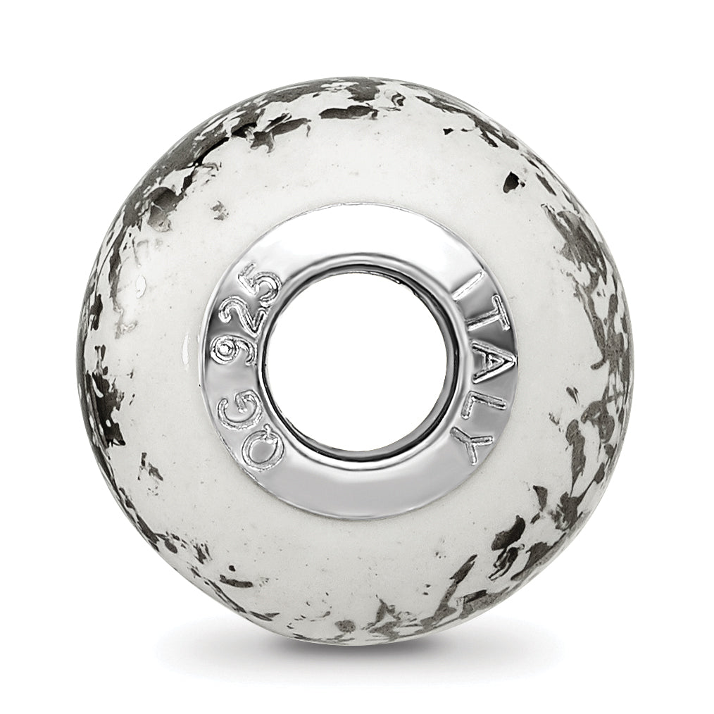 Sophia Jewelers Sterling Silver & Platinum Foil White Ceramic Bead  Elegant, Solid Design Secondary image