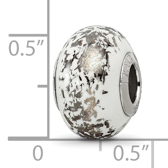 Sophia Jewelers Sterling Silver & Platinum Foil White Ceramic Bead  Elegant, Solid Design