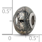 Grey Ceramic & Platinum Foil Bead Charm in Sterling Silver